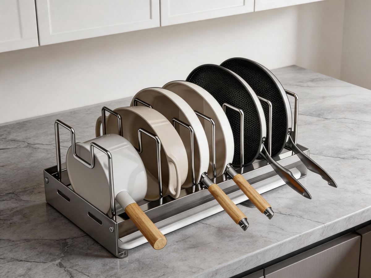 π³ Cookware Organizer | Stainless Steel Kitchen | Home-Cook Expandable Storage